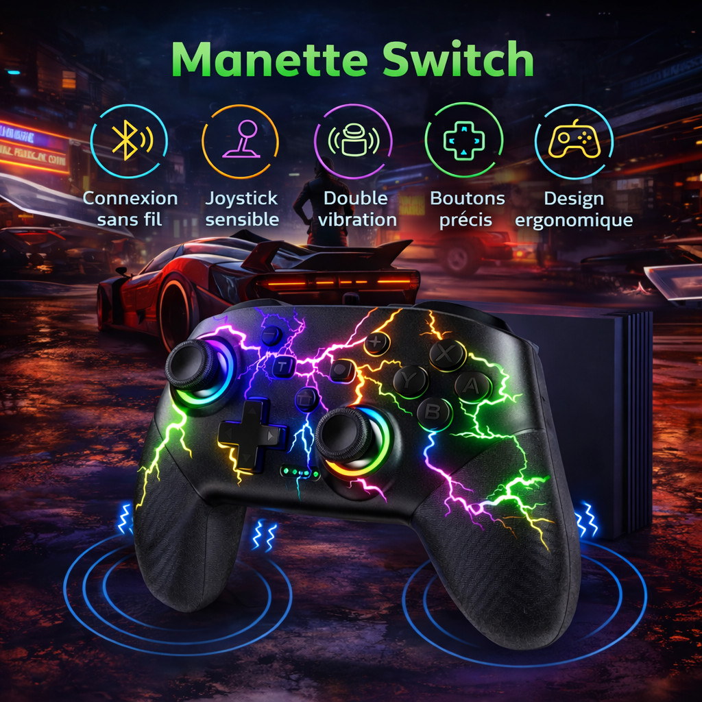Manette Switch Pro Sans Fil - Switch/Lite/OLED/PC/Android/iOS